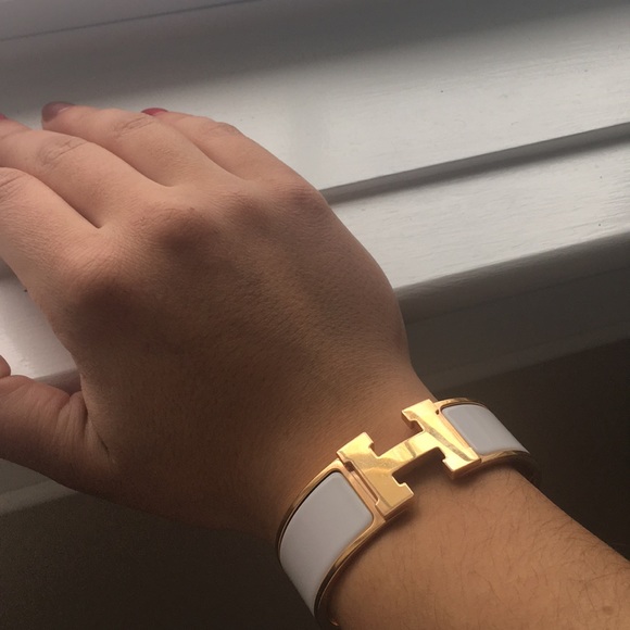 Hermes Jewelry - Authentic Hermes White H Clic Clac bracelet